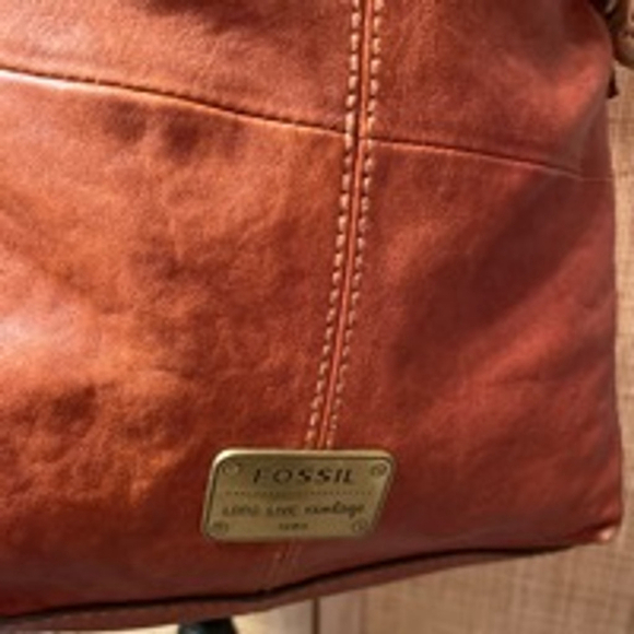 Women's Fossil Brown Leather Shoulder Bag Medium Excel Cond - Picture 5 of 10